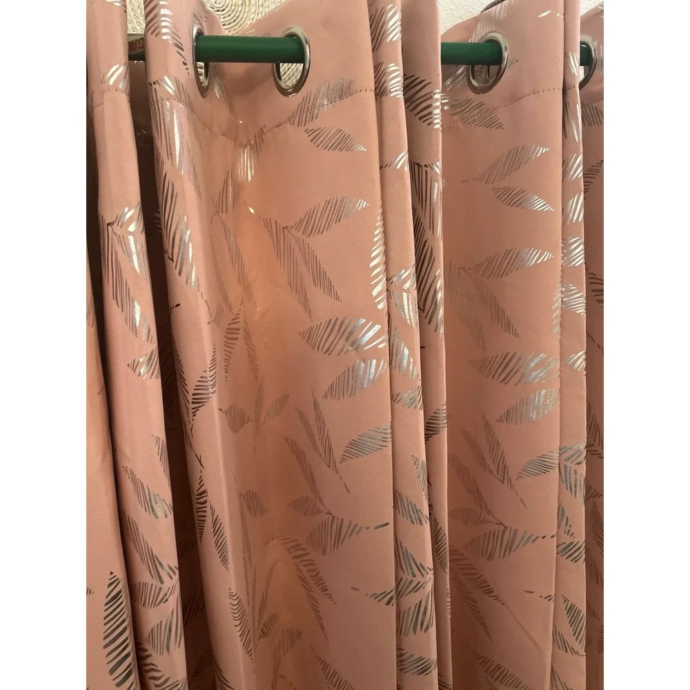 Deconovo pink with silver leaf curtains 4 panels 40